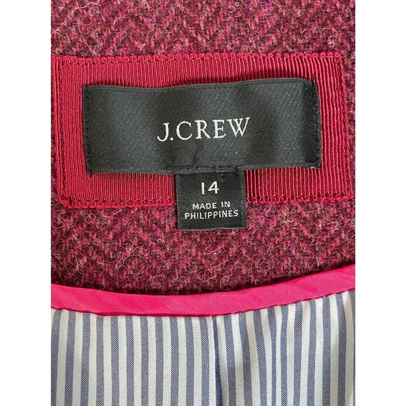 J Crew Womens Moon Herringbone Blazer Burgundy Wool Blend British Cloth Large - Picture 13 of 13